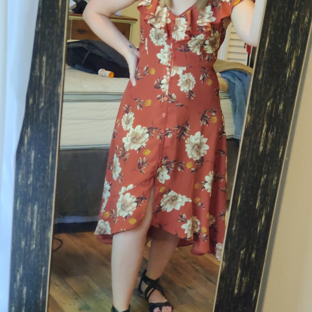 Orange Floral Dress
